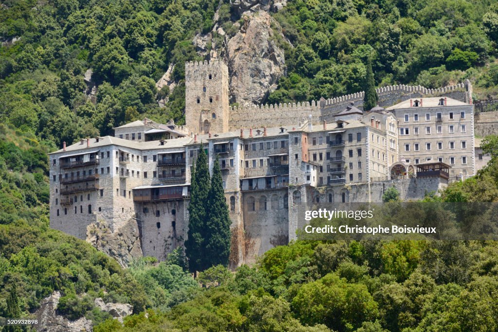 Greece, Chalkidiki, Mount Athos peninsula, World Heritage Site, Agiou Pavlou (St Paul) monastery