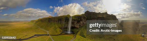 seljalandsfoss waterfall, iceland - helicopter photos stock pictures, royalty-free photos & images