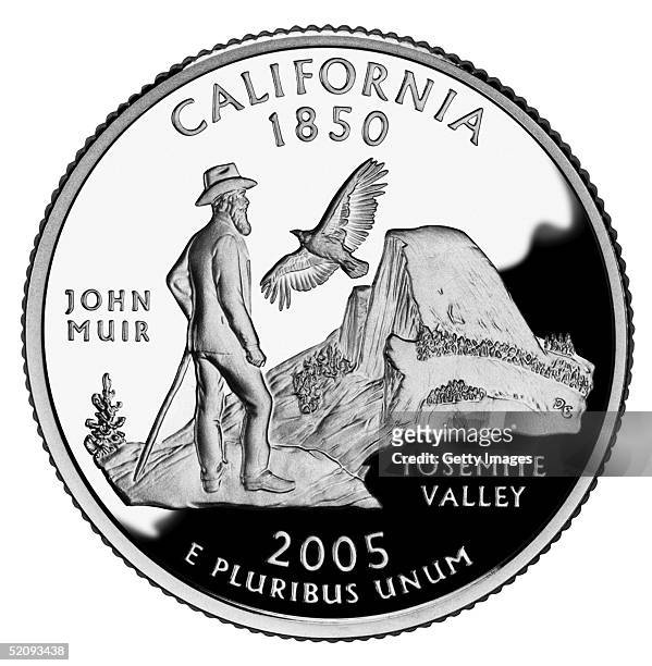 This photo made available by the U.S. Mint shows the first quarter released in 2005, honoring California. The coin is the 31st in the United States...