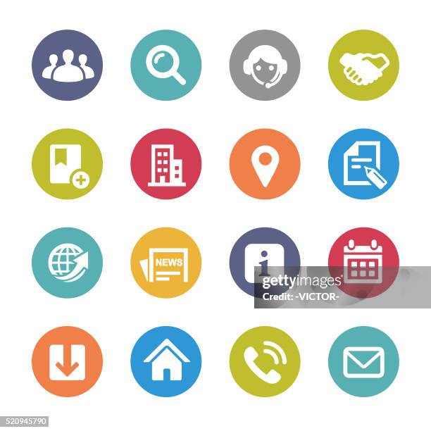 website icons - circle series - customer service color icons stock illustrations