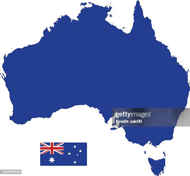 australian map silhouette with flag - australian coastline stock illustrations