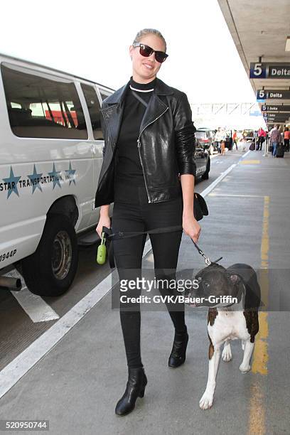 Kate Upton is seen at LAX on April 13, 2016 in Los Angeles, California.