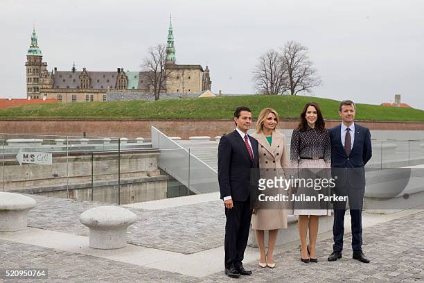 The President, and his wife are accompanied by Crown Princess Mary, and Crown Prince Frederik of Denmark on a visit to Kronberg Castle, and the M/S...