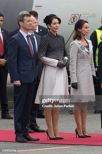 Crown Prince Frederik, and Crown Princess Mary of Denmark, and Princess Marie of Denmark, at Copenhagen Airport, for the arrival of The President,...