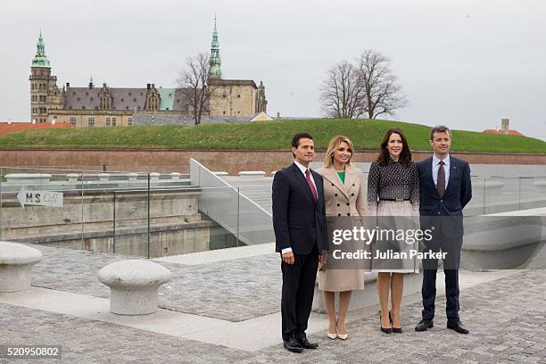 The President, and his wife are accompanied by Crown Princess Mary, and Crown Prince Frederik of Denmark on a visit to Kronberg Castle, and the M/S...