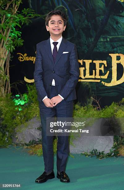 Neel Sethi arrives for the European premiere of "The Jungle Book" at BFI IMAX on April 13, 2016 in London, England.
