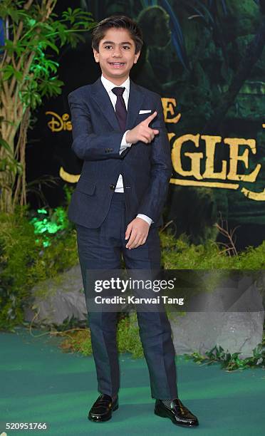 Neel Sethi arrives for the European premiere of "The Jungle Book" at BFI IMAX on April 13, 2016 in London, England.