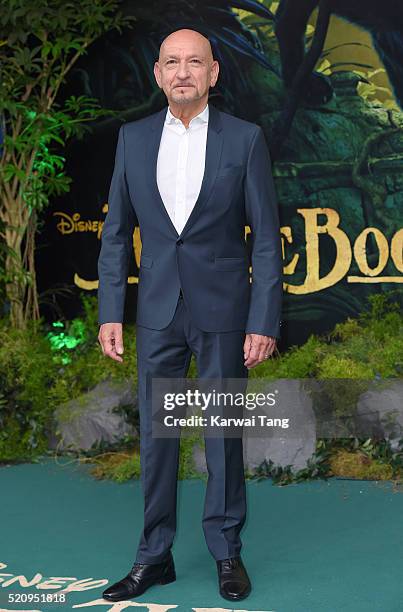 Sir Ben Kingsley arrives for the European premiere of "The Jungle Book" at BFI IMAX on April 13, 2016 in London, England.