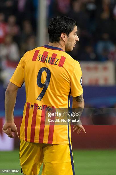 Luis Suarez of Barcelona during the UEFA Champions League quarter final, second leg match between Club Atletico de Madrid and FC Barcelona at the...
