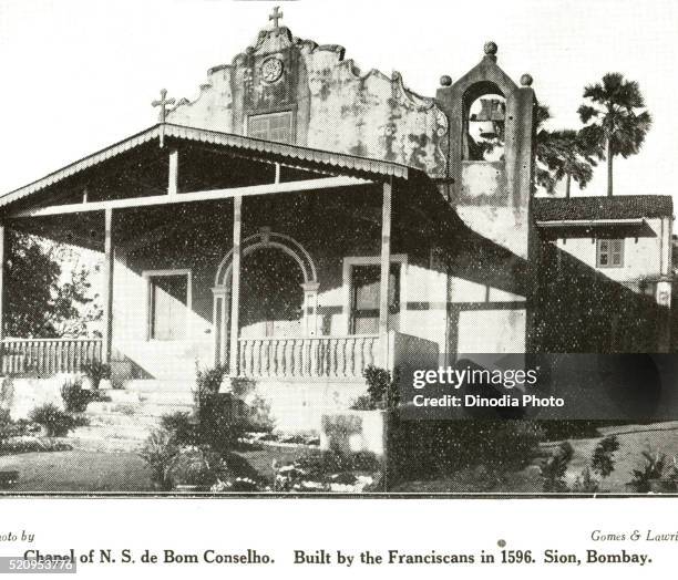 catholic community chapel of n. s. de bom conselho built by franciscans in 1596 sion, bombay mumbai, maharashtra, india - conselho stock pictures, royalty-free photos & images