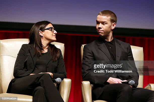 Producer Pamela Abdy and actor Will Poulter speak onstage during CinemaCon and 20th Century Fox Present From Passion to the Big Screen: An Afternoon...