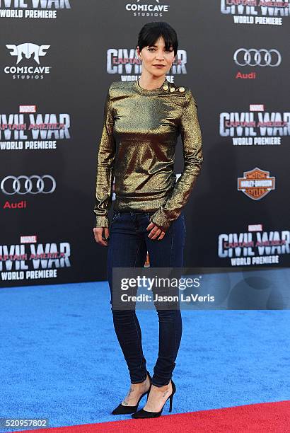 Actress Jessica Szohr attends the premiere of "Captain America: Civil War" at Dolby Theatre on April 12, 2016 in Hollywood, California.