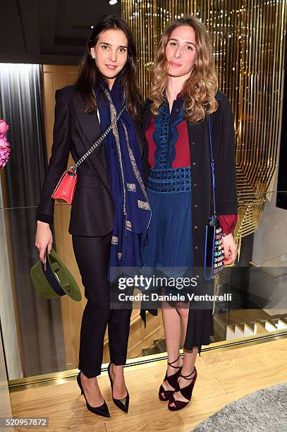 Viola Arrivabene Valenti Gonzaga and Margherita Purinegri attend Paula Cademartori For Piaget Milano during Milan Design Week on April 13, 2016 in...