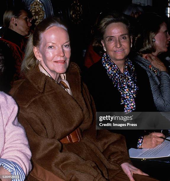 Doris Duke and guest attends a fashion show circa 1988 in New York City.