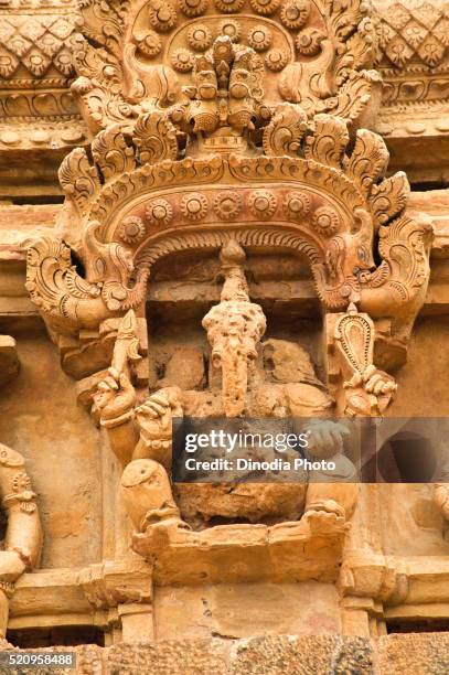 stucco of ganesh on gopuram at brihadeshwara temple of thanjavur, tamil nadu, india - broken figurine stock pictures, royalty-free photos & images