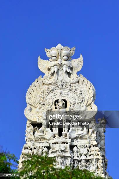 guardian deities on the gopuram of subramanya temple, tiruchendur, tamil nadu, india, asia - tiruchendur stock pictures, royalty-free photos & images