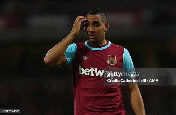 Dimitri Payet of West Ham United during the Emirates FA Cup Sixth Round Replay match between West Ham United and Manchester United at Boleyn Ground...