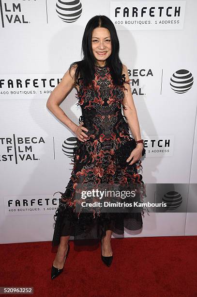 Fashion designer Vivienne Tam attends the "First Monday In May" world premiere during the 2016 Tribeca Film Festival opening night at BMCC John...
