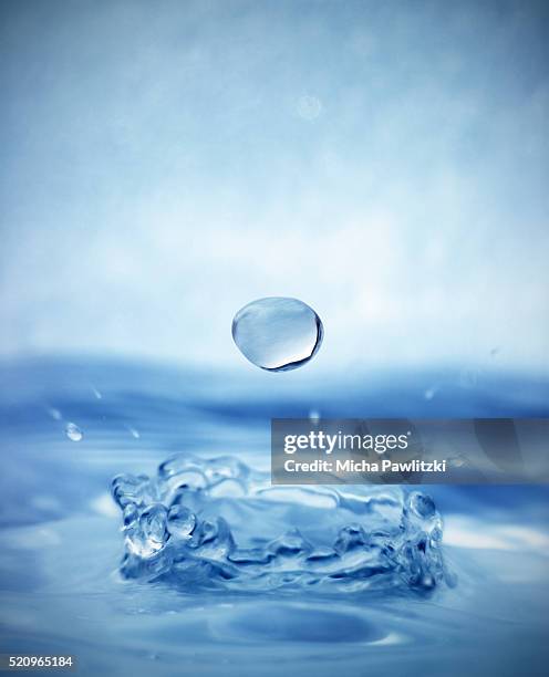 drop splashing into water - water drop stock-fotos und bilder