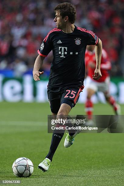 Bayern Munich's midfielder Thomas Muller during the match between SL Benfica and FC Zenit for the UEFA Champions League Quarter Final: Second Leg at...