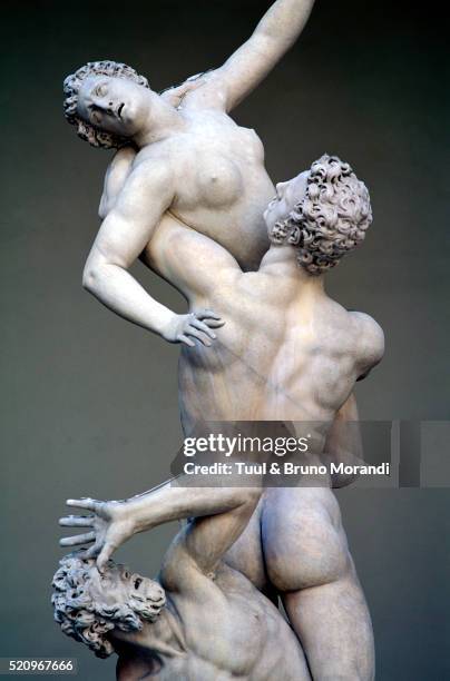 the rape of the sabines - loggia dei lanzi stock pictures, royalty-free photos & images