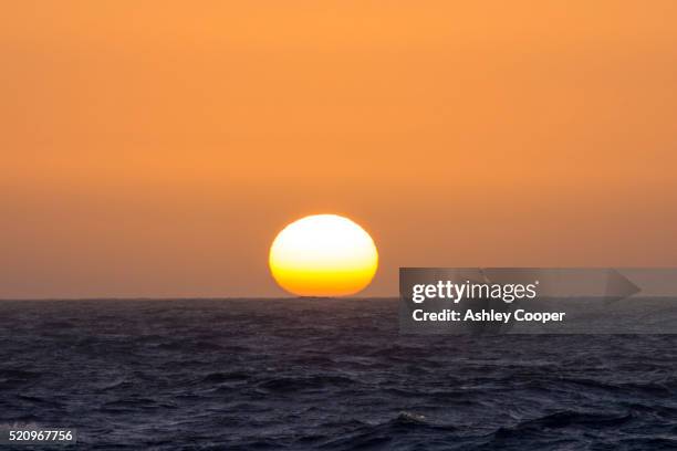 the sun setting over the southern ocean in the drake passage. - südpolarmeer stock-fotos und bilder