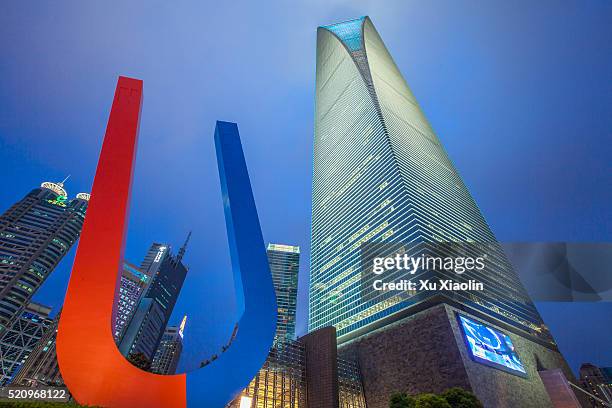 shanghai world financial center - swfc stock pictures, royalty-free photos & images