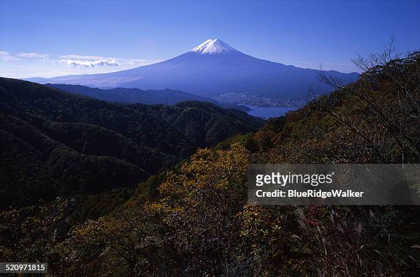 the view of mt.fuji from misaka pass - prefettura di shizuoka foto e immagini stock