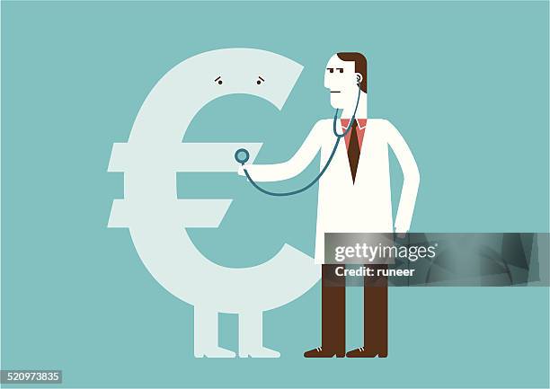 financial health (euro) | new business concept - stethoscope money stock illustrations