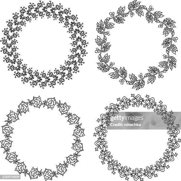 ostereier mit blumenmuster - floral wreath stock-grafiken, -clipart, -cartoons und -symbole