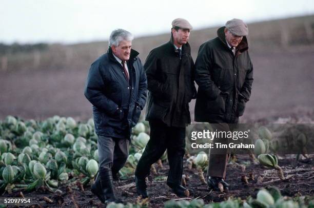 Prince Charles In The Shetland Isles Viewing The Damage Done To A Farmer's Field After An Oil Spill Disaster.