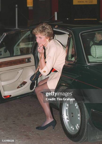 Princess Diana, Patron, Headway National Head Injuries Association, Alighting From Her Car For A Charity Lunch At The Hilton Hotel, Park Lane, London.