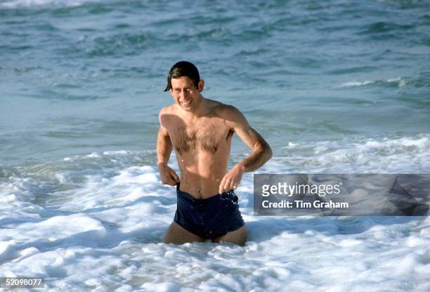 Prince Charles Swimming In The Sea At Bondi Beach As He Takes Some Time Off To Relax During His Official Tour Of Australia.