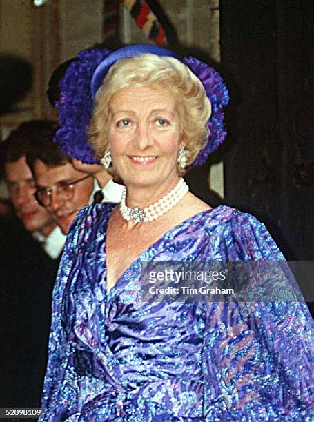 Mrs France Shand-kydd Attending Her Son's Wedding At The Church Of St Mary The Virgin In Great Brington Near The Althorp Family Home.