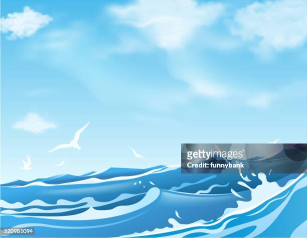 ocean wave - meer stock-grafiken, -clipart, -cartoons und -symbole