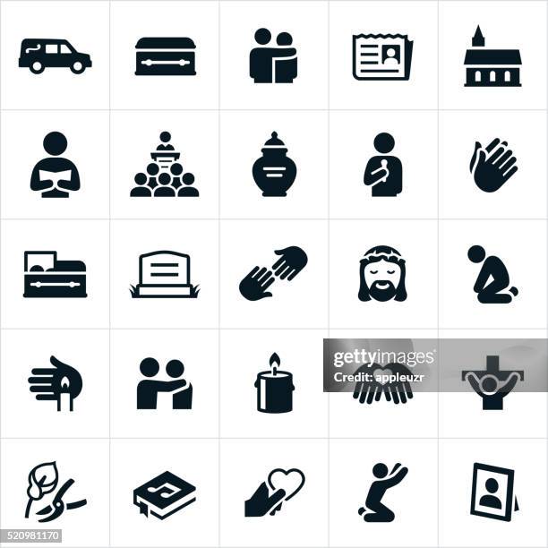 stockillustraties, clipart, cartoons en iconen met funeral and burial icons - smeken