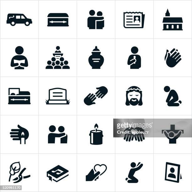 funeral and burial icons - emotional support stock illustrations
