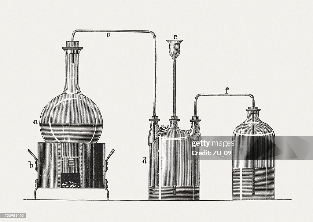 Ammonium hydroxide, wood engraving, published in 1880