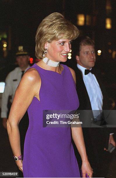 The Princess Of Wales At A Gala Dinner At The Field Museum Of Natural History, Chicago. She Is Wearing A Dress By Fashion Designer Versace.