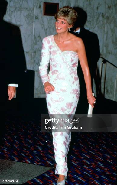 Diana, Princess Of Wales, Attending The Film Premiere At The Empire Cinema In Leicester Square Of "stepping Out" To Raise Funds For The Trust For...