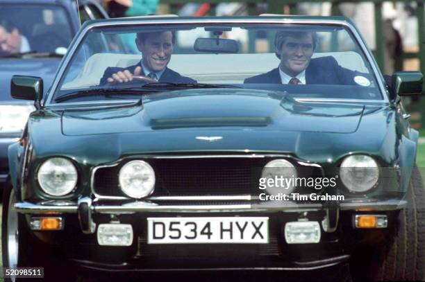 Prince Charles Driving His Green Aston Martin V8 Volante Convertible Car Which Was A Gift From The Amir Of Bahrain,his Highness Sheikh Isa Bin Sulman...