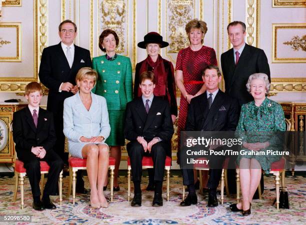 Official Portrait Of The Royal Family On The Day Of Prince William's Confirmation. Front Left To Right - Prince William, Princess Diana, Prince...