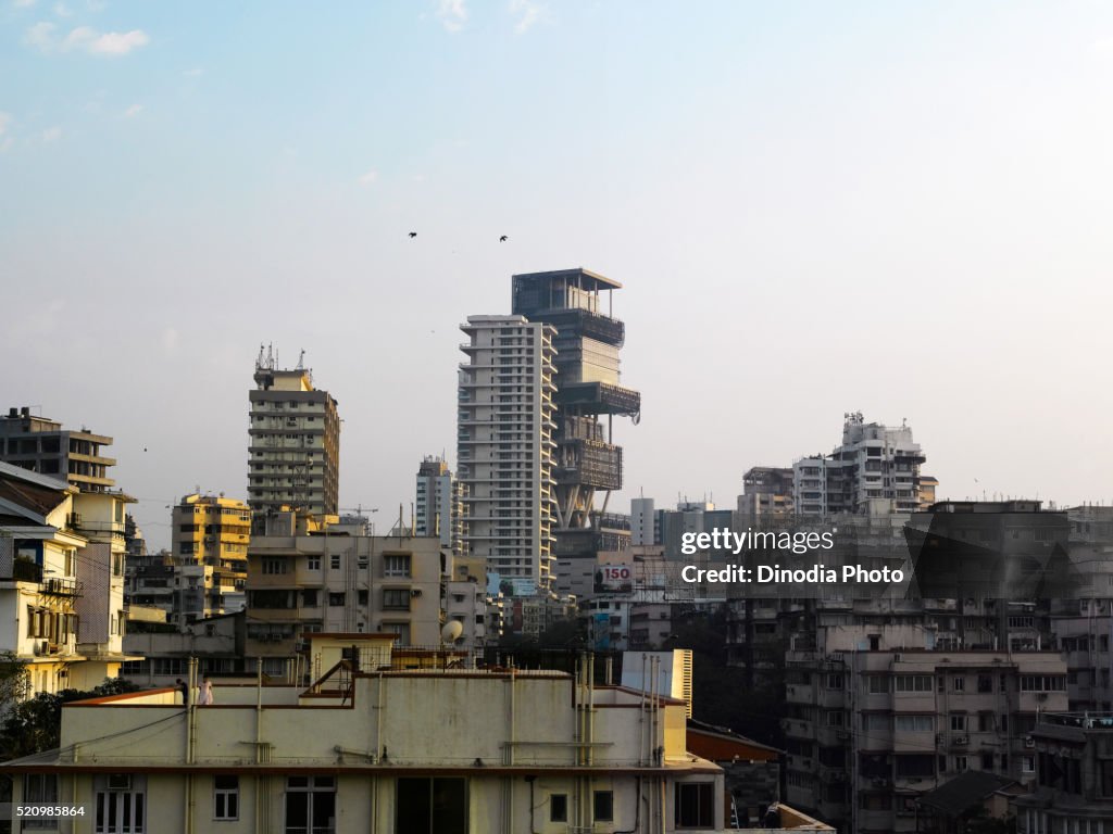 Antilla new house of mukesh ambani at altamount road Bombay Mumbai, Maharashtra, India