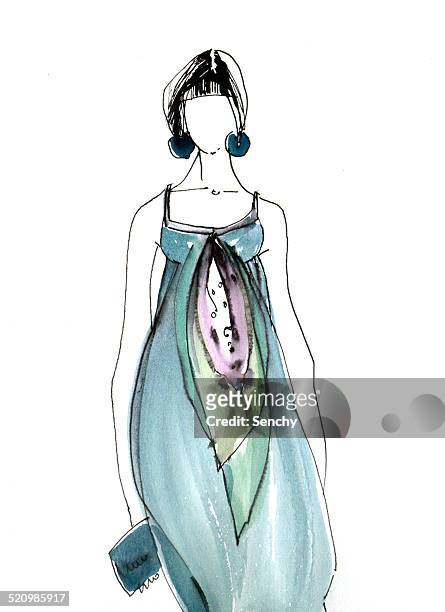 fashion illustration - evening dress stock illustrations