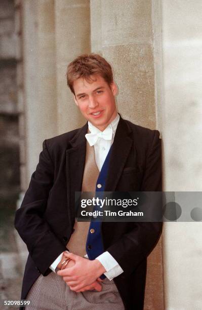 Prince William At Eton College Wearing A Waistcoat Which Is His Privilege As A Member Of The Elite Prefect Society Called 'pop'