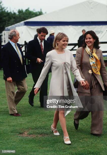 Viscount And Viscountess Linley At Queen's Cup Polo, Windsor With Penny Mountbatten.