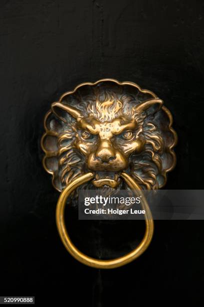 lion doorknocker - deurklopper stockfoto's en -beelden