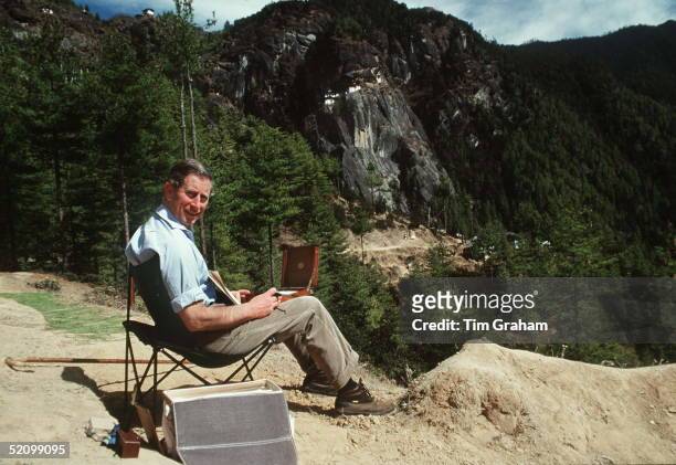 Prince Charles Sketching In The Himalayas.