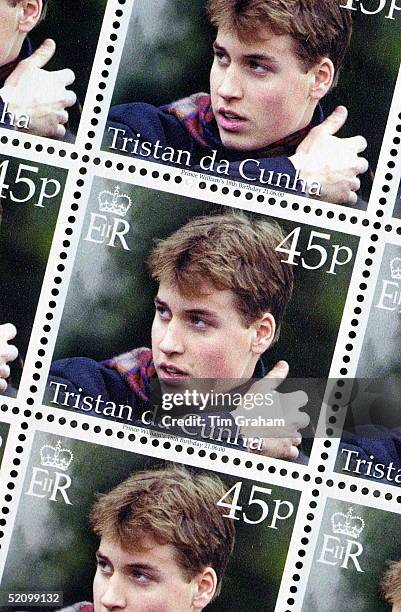 One Of The Stamps From Prince William's 18th Birthday Commemorative Stamp Issue Produced By Crown Agents In The United Kingdom For The Ascension...