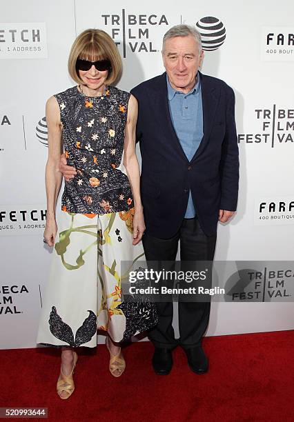 Anna Wintour, editor-in-chief of Vogue and Robert De Niro, founder of the Tribeca Film Festival attend "The First Monday In May" world premiere...